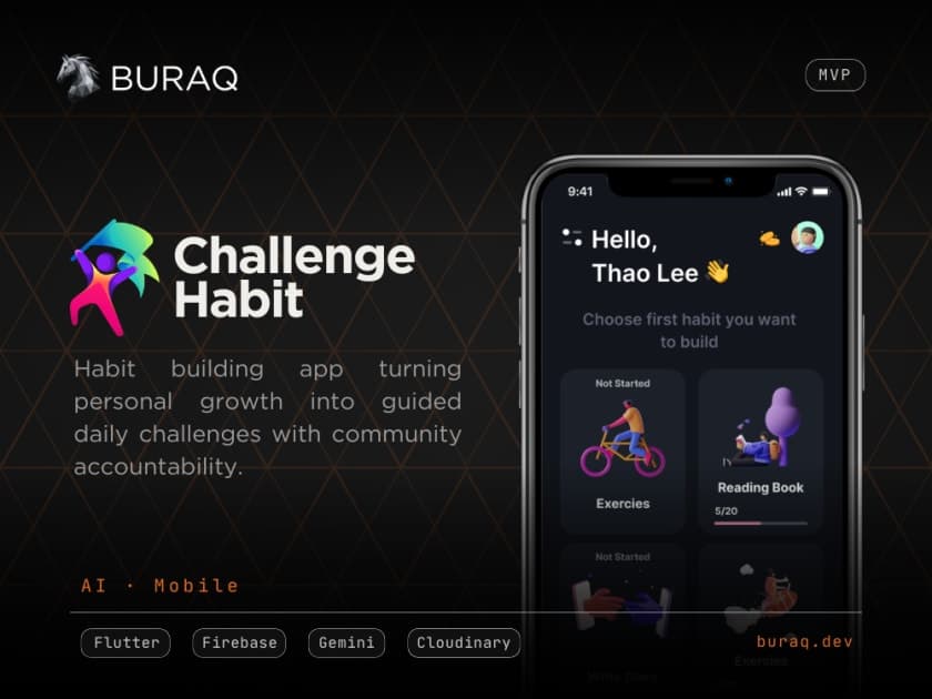 Challenge Habit AI-powered habit building mobile app with personalized daily challenges, progress tracking, and community accountability